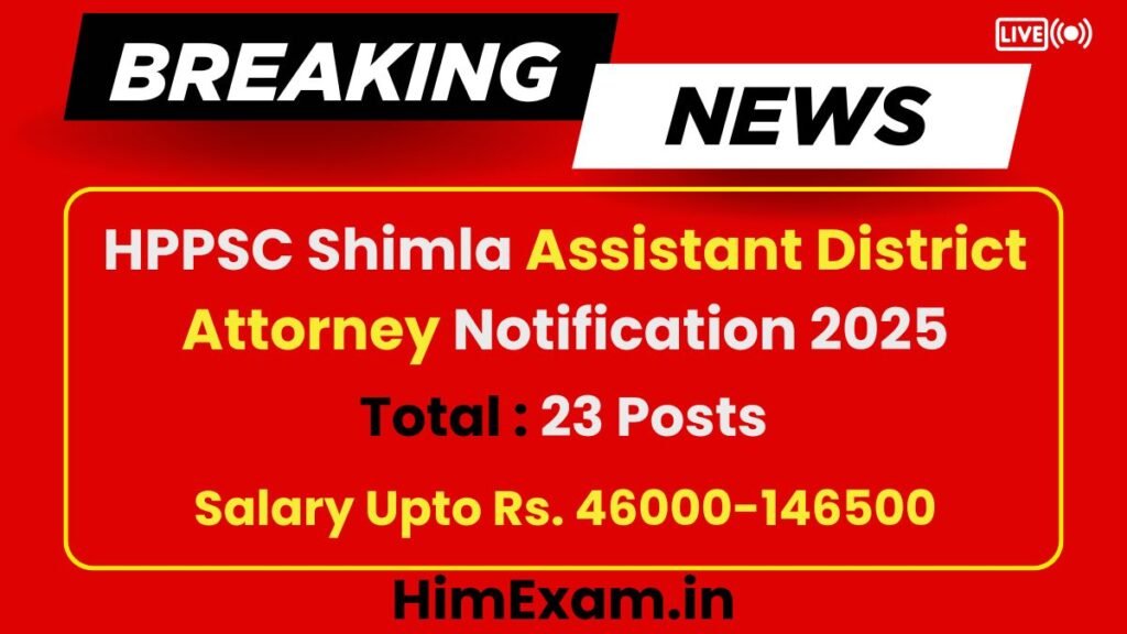HPPSC Shimla Assistant District Attorney Notification 2025